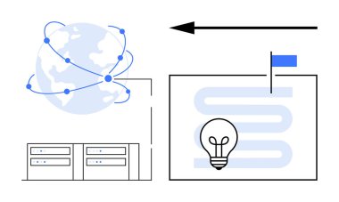 Global connectivity concept. A networked globe signifies worldwide communication, paired with a lightbulb innovation. Global connectivity drives technology, collaboration, and digital progress. Ideal
