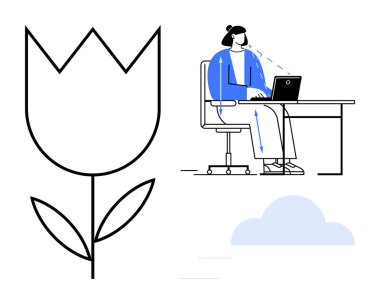 Remote work. Person at desk with laptop remote work efficiency and communication. Remote work reflects modern work-from-home trends. Great for workplace trends, productivity, technology, creativity