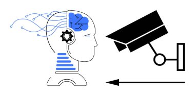 Gözetim teknolojisi. AI-güçlü sistemler sinirsel ağlar ve makine öğrenimi yoluyla gelişmiş gözetim olanağı sağlıyor. Güvenlik, veri analizi, otomasyon, gizlilik için izleme uygulamaları