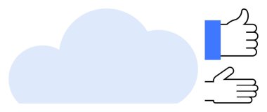 Bulut hesaplama konsepti. Bulut deposu, baş parmaklar yukarı ve baş parmaklar aşağı geribildirim sembolleriyle birleşti. Hizmet değerlendirmesi, karar verme ve kullanıcı memnuniyeti için bulut hesaplaması. Tam ona göre.