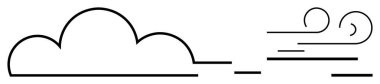 Rüzgâr desenleri akan tek çizgi bulutu hareket, hava ve doğayı gösteriyor. Düz bir metafor olarak hava tahmini, iklim değişikliği, çevre bilinci, enerji, hız, hareket ve basitlik için ideal