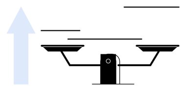 İki tavayla denge ölçeği ve yukarı doğru ok eşitliği, büyümeyi ve ilerlemeyi simgeliyor. Adalet, karar verme, iş büyümesi, ilerleme, eşitlik ve eşitlik için ideal. Basit düz