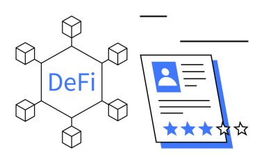 Yıldız derecelendirme sistemine sahip yerel finans altıgen ağı. Engelleme zinciri, kullanıcı deneyimi, finansal teknoloji, DeFi platformları, uygulama değerlendirmeleri, şeffaflık için ideal