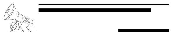 Hand gripping a megaphone delivering bold messages through soundbars. Ideal for communication, announcements, marketing, campaigns, advocacy, public speeches, teamwork. Simple flat metaphor