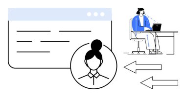 Uzaktan çalışma konsepti. Uzaktan çalışma takımlar arası sanal işbirliğini geliştirir. Uzak çalışma, güvenli kimlik tespiti ve etkili iletişimle gelişir. İnsan kaynakları, teknoloji ve iş planlaması için.