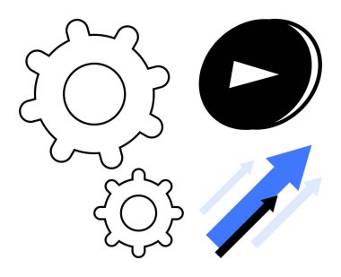 İki vites biçimi, bir oyun tuşu ve yukarı bakan mavi ve siyah oklar ilerlemeyi, otomasyonu, yeniliği, stratejiyi ve takım çalışmasını sembolize ediyor. İş ve teknoloji verimliliği için ideal
