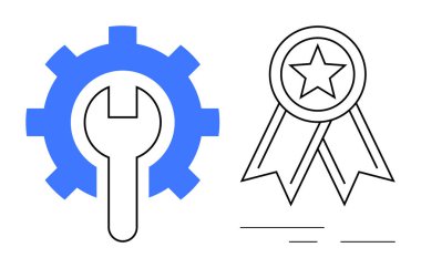 Başarıyı simgeleyen yıldız madalyası kurdelesinin yanında ingiliz anahtarı ya da mühendisliği temsil eden bir vites. Hizmet kalitesi, onarım, iyileştirme, başarı, tanınma, takım çalışması için ideal