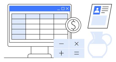 Finansal veri yönetimi. Mali semboller, hesap tablosu, hesap makinesi fonksiyonları ve parasal simgeler. Muhasebe ve bütçe için kişisel belge entegrasyonuna sahip mali süreçler