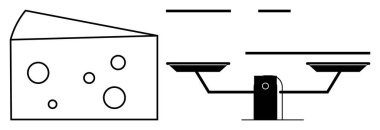 Büyük ölçekte İsviçre peyniri ve denge tartısı eşitliği, karşılaştırmayı ve kararları vurguluyor. Eşitlik, adalet, denge, tercihler, ölçü ve ticaret kavramlarını paylaşmak için idealdir. Basit düz