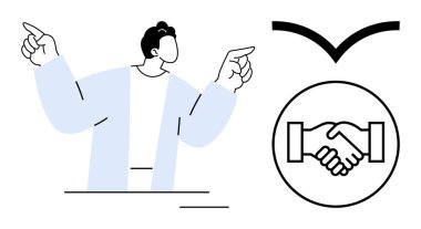 İş birliği. İş birliği ve kooperatif anlaşmaları vurgulayan bir el sıkışma ikonu. İş birliği güven ve iletişim başarısını artırır. Takım oluşturmak için.