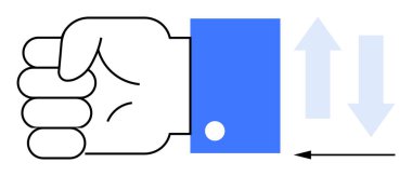 El hareketi konsepti. El ve oklar birden fazla yönde hareket ya da yön gösteriyor. Hareket, kullanıcı etkileşimi ve arayüz kontrolleri için el hareketi. Navigasyonda kullanım, kullanıcı