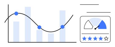 Veri analiz konsepti. Grafikler, performans ölçümleri ve derecelendirme elemanları kullanarak veri analizi. Veri analizi karar verme süreçlerini ve iş optimizasyonunu destekler. Analiz için, istatistik