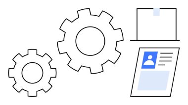İşlem otomasyonu. Vites teknisyenleri iş akışı verimliliği ve otomasyon. Dijital kimlik sistem entegrasyonunu ve güvenli kullanıcı profillerini vurgular. Mühendislik, HR, IT, yönetim ve iş için