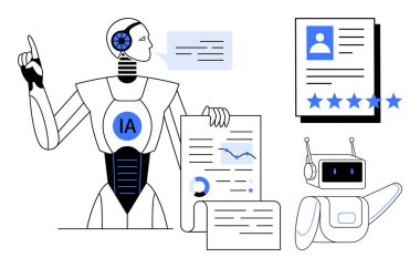 Yapay zeka robotları belge analizi, veri görselleştirme ve profil değerlendirme faaliyetlerine girişiyor. Teknoloji, otomasyon, makine öğrenimi, veri işleme, gelecekteki işgücü, yenilik için ideal