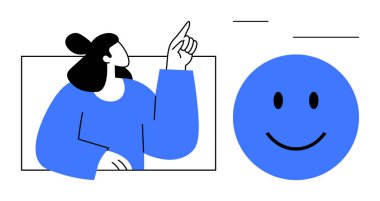 İletişim konsepti. Bir kişi ve semboller arasındaki iletişim etkileşimi, bağlantıyı ve anlayışı vurgular. Eğitim, tasarım, sosyal medya, pazarlama, takım çalışması için iletişim fikirleri