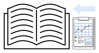 Sayfalar ve veri tablosu, onay kutuları ve ok bağlantısının yer aldığı bir kitap aç. Eğitim, araştırma, veri analizi, planlama, strateji üretkenlik bilgi transferi için idealdir. Basit.