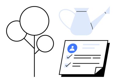 Büyümeyi, sulamayı temsil eden ağaç, yetiştirmeyi, planlama için kontrol listesini veya hedefleri sembolize edebilir. Kişisel kalkınma, iş büyümesi, üretkenlik, hedef belirleme, eğitim ve çevre için ideal