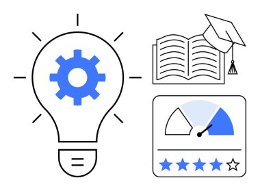 Eğitim konsepti. Eğitim kişisel gelişimi, öğrenim seyahatlerini ve performans artışını sağlar. Eğitim bilgi edinmeyi ve becerileri geliştirmeyi körüklüyor. E-öğrenme, üretkenlik için