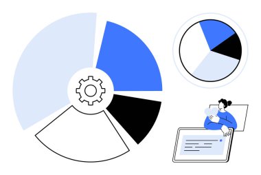 Veri analiz konsepti. Veriler iş eğilimlerini ve verimliliği gösteriyor. Veri, analitik ve karar verme konusunda öngörüleri harekete geçirir. Finans, iş, eğitim, sunumlar ve bilgi grafikleri için mükemmel