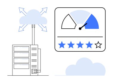 Bulut hesaplama. Sunuculara ve performans derecelendirme verimliliğine bağlı bulut hesaplaması. Bulut hesaplaması veri işleme, hız ve desteği optimize ediyor. Teknoloji ve bilişim yönetimi için ideal