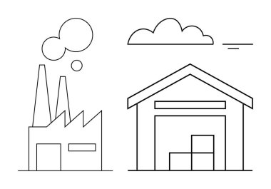 Lojistik üretimi. Bir deponun yanındaki fabrikada üretim süreci. Üretim, üretim, depolama ve teslimat gerektirir. İş, lojistik, tedarik zinciri, sanayi planları için
