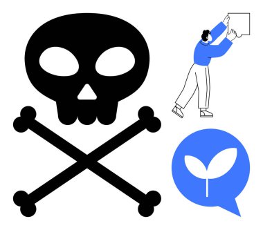 Sürdürülebilirlik kavramı. Çevre dostu ve çevresel bakımla sürdürülebilirlik sağlandı. Sürdürülebilirlik, farkındalık kampanyaları ve eğitim için tehlike sembolleriyle çelişiyor. Ekoloji, güvenlik, aktivizm için