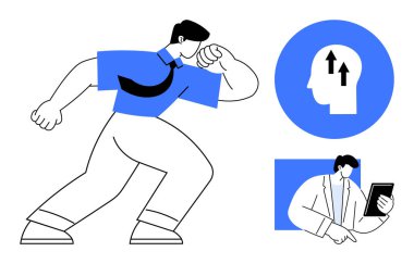 Liderlik kavramı. Soyut figürler ve büyüme ikonlarında liderlik. İş stratejisinde, profesyonel gelişimde ve organizasyonel büyümede liderlik vurgulandı. Takımlar için mükemmel