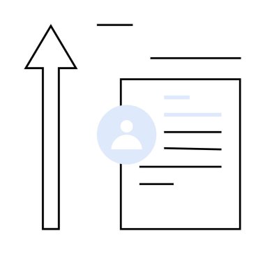 Profil belgesinin yanındaki yukarı ok, ilerlemeyi ve kariyer gelişimini gösteriyor. Temalar için ideal başarı, arzu, başarı, kişisel markalaşma, iş başvurusu, hedef belirleme, basit