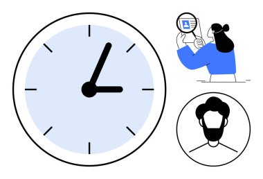 Zaman yönetimi. Profil ve belge doğrulama elemanlarıyla saat verimliliği. Zaman yönetimi verimlilik, kimlik güvenliği, HR, zamanlama ve uygulamalarda uygulandı