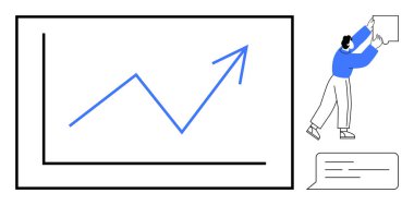 İş büyümesi konsepti. Finansal başarı için yükselen bir ok olduğunu gösteren bir iş çizelgesi. İş büyümesi veri analizi ile gösterilir. Strateji, analitik, finans, büyüme ve sunum için kullanışlı