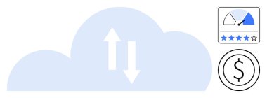 Bulut hesaplama konsepti. Okları veri transferine yükleyen bir bulut bilgisayarı. Bulut hesaplama hızı ve finansal erişilebilirliği artırıyor. Teknolojik çözümler, finans, SaaS araçları, dijital