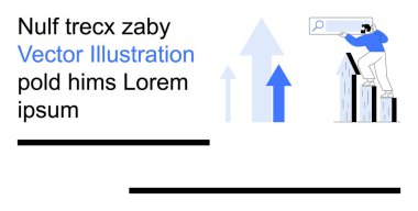 İş büyümesi, veri analizi, stratejik planlama, arama motoru optimizasyonu, kurumsal başarı, performans. Yukarı doğru ok atan bir adam arama çubuğunu tutuyor. İş büyümesi ve strateji kavramı