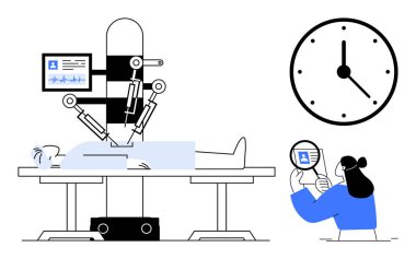 Robot cerrahi. Gelişmiş sağlık çözümleri için hassas ameliyatlarda robot kollar yardımcı oluyor. Robot cerrahi yenilik, hasta izleme ve gelecekteki tıbbi gelişmeleri entegre eder.