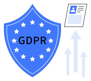 GDPR konsepti. GDPR 'ın veri gizliliği ve güvenlik düzenlemeleri. GDPR dijital ortamlarda kişisel bilgi korumasını güvence altına alır. Uyum için, çevrimiçi güvenlik, veri kullanım politikaları, iş