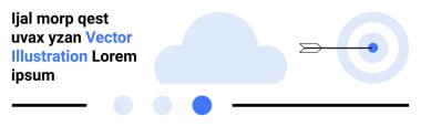 Bulut, ok hedefi vuruyor ve soyut şekiller yenilik, hassasiyet ve hedefe yönelik planlamayı çağrıştırıyor. Takım çalışması, başarı, strateji, odaklanma yeniliği için ideal basit bir iniş sayfası