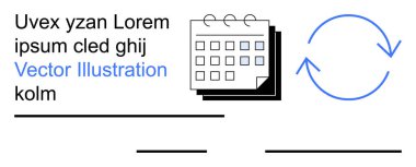 Zaman yönetimi, verimlilik, iş akışı yönetimi, zamanlama, veri senkronizasyonu, planlama araçları. Bir takvim ve dairesel oklar koordinasyonu. Zaman yönetimi ve üretkenlik kavramları