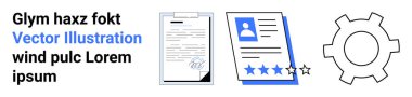 Metin, kalem, profil, yıldız derecesi ve vites ögesi içeren belge. Takım çalışması, İK, iş akışı, otomasyon, kullanılabilirlik geribildirim sayfası için ideal