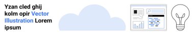 Bulut hesaplama, yaratıcı düşünme, veri depolama, yenilik, teknoloji, üretkenlik. Bir bulut şekli, bir veri gösterge paneli ve bir ampul simgesi. Bulut hesaplama ve yenilik kavramı