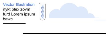 Biyoteknoloji, bulut depolama, dijital araştırma, bilimsel yenilik, tıbbi ilerleme, veri analizi. Bulut grafiğinin yanında bir test tüpünde DNA ipliği var. Biyoteknoloji ve bulut depolama