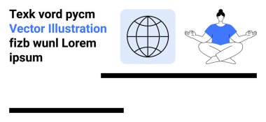 Küresel iletişim, farkındalık egzersizleri, çevrimiçi eğitim, sağlık, kişisel denge, bütünsel sağlık. Dünya ikonu ve insan meditasyonu. Küresel iletişim ve farkındalık kavramları