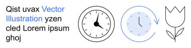 Zaman yönetimi, programlama, planlama, üretkenlik, minimalizm, doğa ilhamı. Taslak saatler, dairesel ok sade lale tasarımı. Zaman yönetimi ve grafik sembollerin zamanlaması