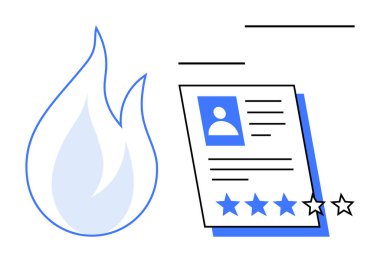 Kullanıcı bilgilerine sahip profil kartı ve performans, popülerlik, değerlendirme puanı, yetenek değerlendirmesi, motivasyon, iş başvuruları ve potansiyeli temsil eden dört yıldızlı derecelendirme kartı. Basit.