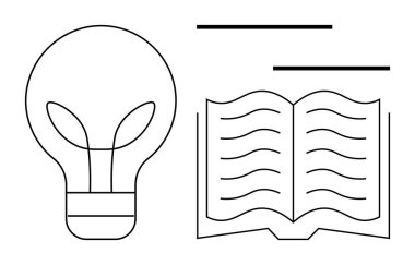 Ampul ve açık bir kitap yaratıcılığı, yeniliği, öğrenmeyi ve bilgiyi sembolize eder. Eğitim, araştırma, yenilik, yaratıcılık beyin fırtınası öğretimi için ideal