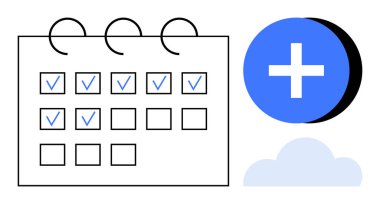 Program konsepti. Takvim elemanları zaman yönetimi, verimlilik ve planlamayı vurgular. Program, organizasyonu, verimliliği arttırmayı ve proje koordinasyonunu destekler. Mükemmel.