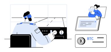 Kripto para değişimi. Kripto döviz konsepti dijital işlemler, finansal otomasyon ve veri güvenliği için engelleme teknolojisi. Fintech, ödeme sistemleri, çevrimiçi finans, dijital