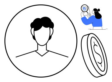 Kimlik doğrulama konsepti. Bir profil, para birimi ve doğrulama süreci üzerinden tanımlandı. Kimlik, güvenli işlemler ve uygulama doğrulamasında kilit rol oynar. Fintech için uygulanabilir