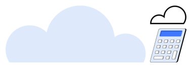 Bulut hesaplama, dijital finans, çevrimiçi hizmetler, veri depolama, uzaktan üretkenlik, teknoloji yönetimi. Bulut şekli ve hesap makinesi. Bulut hesaplama ve dijital finans