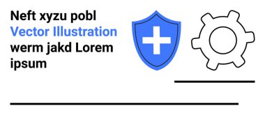 Siber güvenlik, sistem koruması, sağlık sistemleri, teknoloji bakımı, yazılım güvenliği, veri gizliliği. Haçlı bir kalkan ve vites simgesi. Siber güvenlik ve sağlık sistemleri çizimi