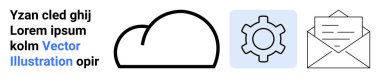 Bulut çizgisi, ayarlar mavi kare, e-posta için zarf simgesi. Teknoloji, iletişim, ağ, bulut depolama, e-posta hizmetleri, kullanıcı ayarları için ideal basit iniş sayfası