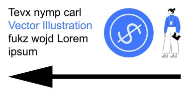 İş stratejisi, finansal rehberlik, yön göstergeleri, profesyonel büyüme, karar verme mekanizması, parasal odaklanma. Mavi bir dairede dolar sembolü, profesyonel bir figür ve bir ok. İş dünyası